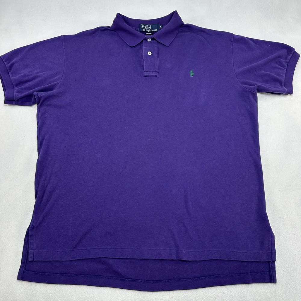 Vintage Polo Ralph Lauren Polo Shirt Mens Large Purple Pony Made In USA 90s Prep
